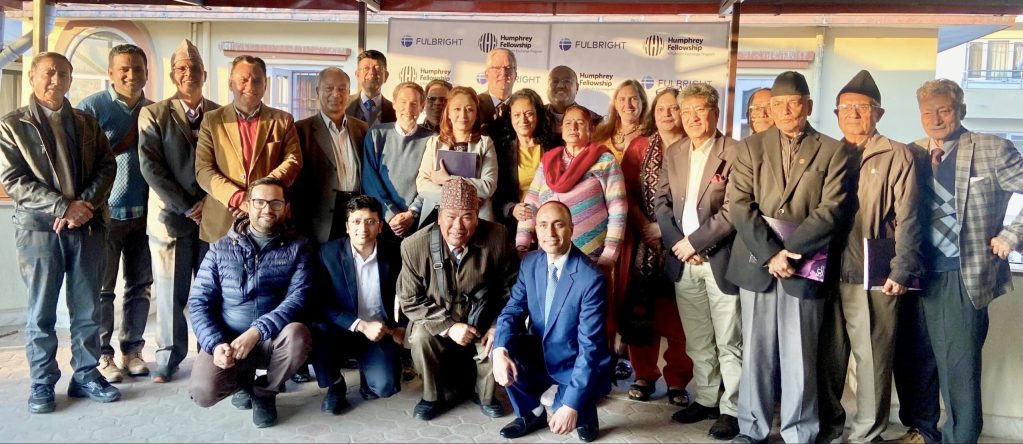 More than 20 Humphrey alumni gathered for a Humphrey Fellowship Alumni Global Policy Series in Nepal.